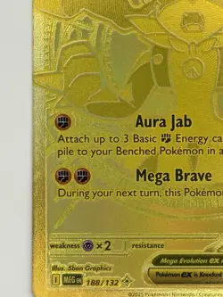 2025 Pokemon Mega Evolutions 188/132 Mega Lucario Gold Pack Fresh Near Mint - Image 5