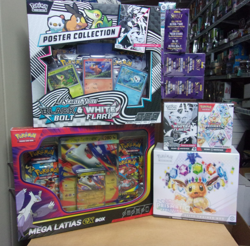 POKEMON WHITE BUNDLE+BLACK WHITE POSTER + PRISMATIC ETB & BUNDLE + MEGA LATIAS - Image 1