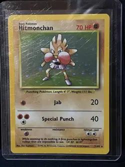 1999 Pokemon Base Set Hitmonchan Holo Rare #7/102 Mint Condition - Image 1