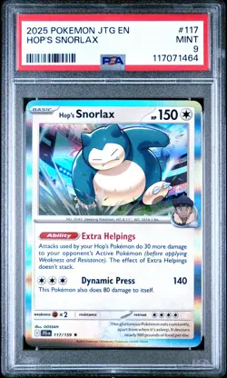 2025 POKEMON JTG EN-JOURNEY TOGETHER #117 HOP'S SNORLAX PSA 9 - Image 1