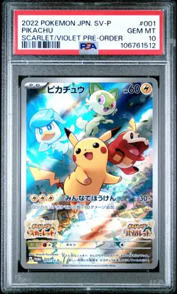 2022 POKEMON JPN SV PROMO SCARLET & VIOLET PRE-ORDER #001 PIKACHU PSA 10 - Image 1