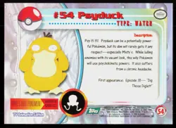 1999 Topps Pokemon TV Animation Series 1 Psyduck Green Logo #54 - Image 2