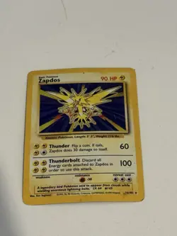 Zapdos Holo Rare Pokemon Card - Vintage - Good Condition - Ungraded - Authentic - Image 1