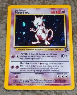 POKEMON MEWTWO HOLOGRAPHIC CARD 10/130 BASE SET 2 2000 - Image 1