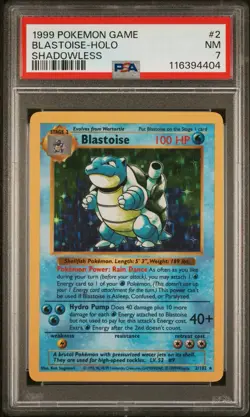 1999 Pokemon Base Set Blastoise Shadowless PSA 7 *New Cert* - Image 1