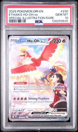 2025 POKEMON DRI EN-DESTINED RIVALS #230 ETHAN'S HO-OH EX PSA 10 - Image 1
