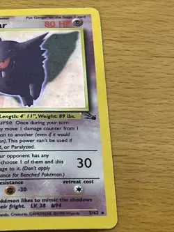 💥 Gengar 5/62 Holo Rare Pokemon 1999 Fossil Unlimited Heavily Played WOTC - Image 3