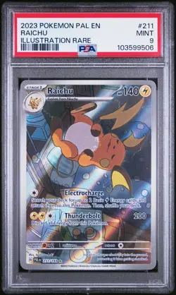 2023 POKEMON PAL EN-PALDEA EVOLVED ILLUSTRATION RARE #211 RAICHU PSA 9 - Image 1