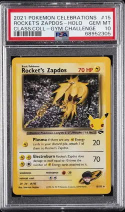 2021 POKEMON CELEBRATIONS CLASSIC COLL #15 ROCKET'S ZAPDOS-HOLO PSA 10 - Image 1