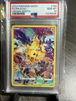 Pokemon Pikachu Crown Zenith Secret Rare Full Art #160 PSA 10 - Image 1
