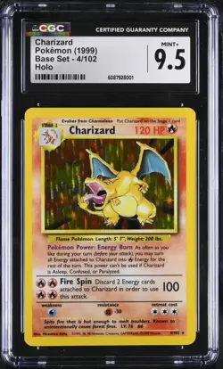 (PSA) CGC 9.5 Charizard Base Set Holo Rare Pokemon Card #4 Mint+ Clean - Image 1