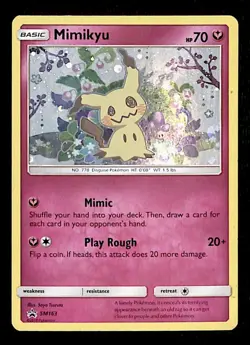 Mimikyu Holo Black Star Promo SM163, VG Pokemon Card - Image 1
