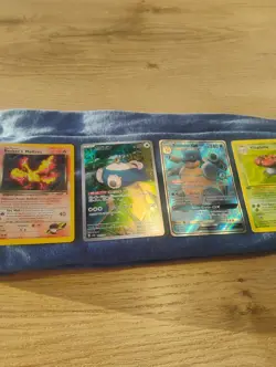 Assorted Lot (4) Pokemon Cards: Holo Rocket's Moltres, Snorlax AR, Blastoise GX - Image 1