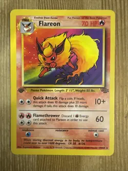 Flareon 19/64 1st Edition Jungle Set 1999 Pokemon Card Non-Holo Rare LP - Image 1