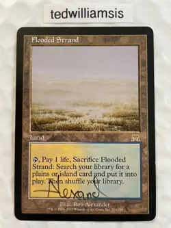 Flooded Strand MtG Onslaught Signed Autographed Rob Alexander - Image 1