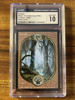 MTG✨SWAMP (Full Art)✨Unglued CGC 10 GEM MINT Land 1998 Mark Zug Art LOW POP ! - Image 1