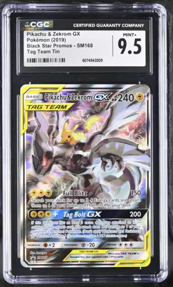 (PSA) CGC 9.5 Pikachu & Zekrom Gx Tag Team Promo Pokemon Card SM168 Mint+ - Image 1