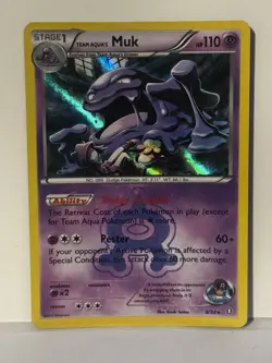 Team Aqua's Muk Holo 8/34 Double Crisis LP Pokemon Fast Ship - Image 1