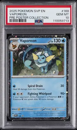 2025 POKEMON SVP EN-SV BLACK STAR PROMO #168 VAPOREON PSA 10 - Image 1