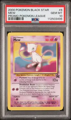 2000 POKEMON PROMO BLACK STAR POKEMON LEAGUE #8 MEW PSA 10 - Image 1