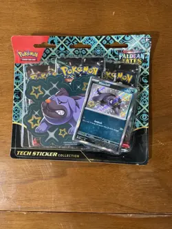 Pokemon TCG Paldean Fates 3 Pack Blister Tech Sticker Maschiff - Image 1