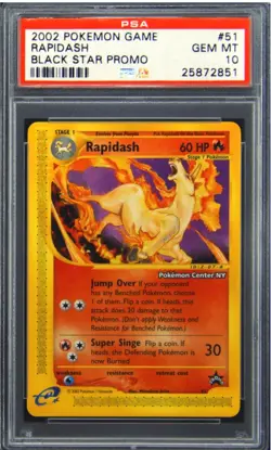 2002 Pokemon Game, Rapidash Black Star Promo #51 Psa 10 Low Stock - Image 1