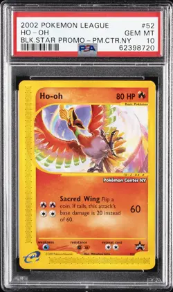 2002 POKEMON LEAGUE PROMO BLACK STAR POKEMON CENTER NY #52 HO-OH PSA 10 - Image 1