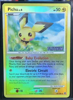 Pokemon Pichu 45/100 Platinum Stamped Reverse Holo Uncommon - Image 1