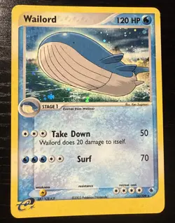 Pokemon Vintage 2003 Water Holo Rare Card Ruby and Sapphire Wailord 14/109 - Image 1