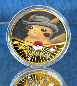 Pikachu Van Gogh Felt Hat Gold Coin - Pokemon Coin in Plastic Capsule - NEW - Image 1