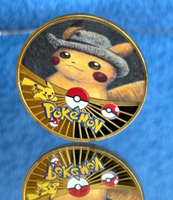 Pikachu Van Gogh Felt Hat Gold Coin - Pokemon Coin in Plastic Capsule - NEW - Image 4