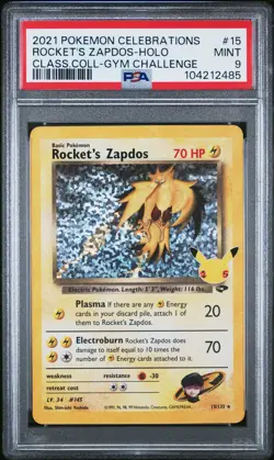 2021 POKEMON CELEBRATIONS CLASSIC COLLECTION #15 ROCKET'S ZAPDOS-HOLO PSA 9 - Image 1