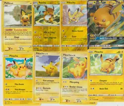 Lot x8 cartes POKEMON PIKACHU RAICHU 2008-2020 FRANCAISES EX-NM 2 REVERSES 1 GX - Image 1