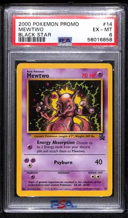 2000 POKEMON PROMO BLACK STAR MEWTWO #14 PSA 6 - Image 1