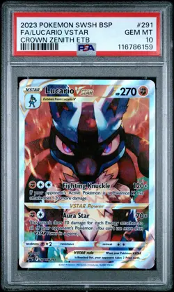 2023 POKEMON SWSH BLACK STAR PROMO #291 FULL ART/LUCARIO VSTAR PSA 10 - Image 1