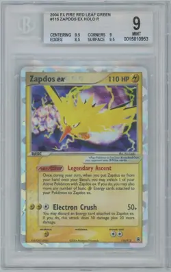 2004 Pokemon EX FireRed & LeafGreen Zapdos ex #116 Holo Secret Rare BGS 9 Mint - Image 1