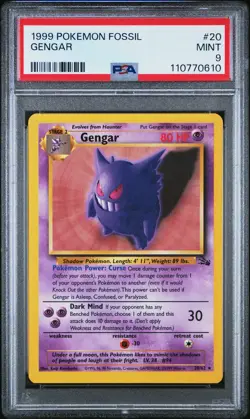 1999 POKEMON FOSSIL #20 GENGAR PSA 9 - Image 1