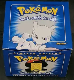 Pokemon Burger King 23k Gold Plated Trading Card Mewtwo Sealed In Blue Box, New - Image 1