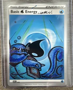 Hand Drawn Pokemon Wartortle Energy Card Original Art 1/1 custom - Image 1