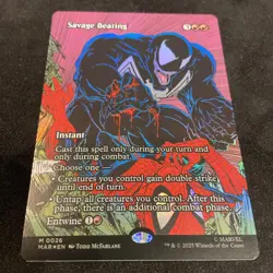 Savage Beating (Foil) (Borderless)NM/M #26 Magic The Gathering Marvel Spider-Man - Image 2