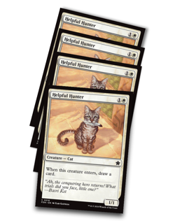 4x Helpful Hunter Foundations (FDN) #16 Regular Near Mint MTG Magic x4 - Image 1