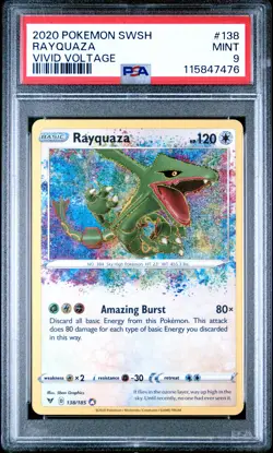 2020 POKEMON SWORD & SHIELD VIVID VOLTAGE #138 RAYQUAZA PSA 9 - Image 1