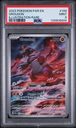 2023 POKEMON PAR EN-PARADOX RIFT ILLUSTRATION RARE #199 GROUDON PSA 9 - Image 1