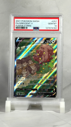 PSA 10 Greedent V #257 SWSH Fusion Strike 2021 Pokemon GEM MINT - Image 1