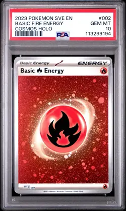 2023 Pokemon 002 Basic Fire Energy Cosmos Holo PSA 10 Gem Mint - Image 1