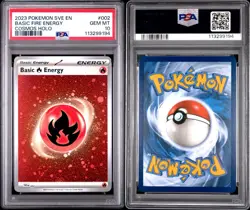 2023 Pokemon 002 Basic Fire Energy Cosmos Holo PSA 10 Gem Mint - Image 3