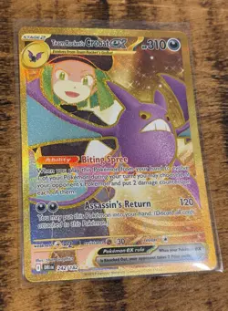 Pokemon TCG Destined Rivals Team Rocket's Crowbat EX 242/182 Gold Hyper Rare - Image 1