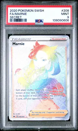 2020 POKEMON SWORD & SHIELD SECRET #208 FULL ART/MARNIE PSA 9 - Image 1