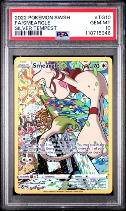 2022 POKEMON SWORD & SHIELD SILVER TEMPEST #TG10 FULL ART/SMEARGLE PSA 10 - Image 1