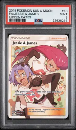 Pokemon Jesse & James Full Art Trainer PSA 9 Sun And Moon Hidden Fates 68/68 MT - Image 1